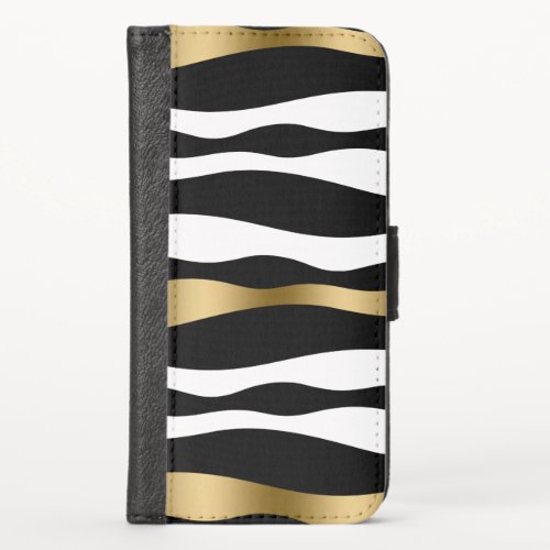 Gold Black And White Zebra Stripes iPhone XS Wallet Case