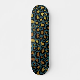 Gold & Black Animal Print Skateboard