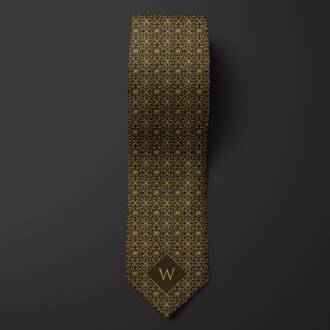 Gold & Black Arabesque Monogram Neck Tie (Creator Uploaded)