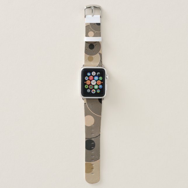 Gold Black Arc Wheels: Abstract Apple Watch Band (Front)