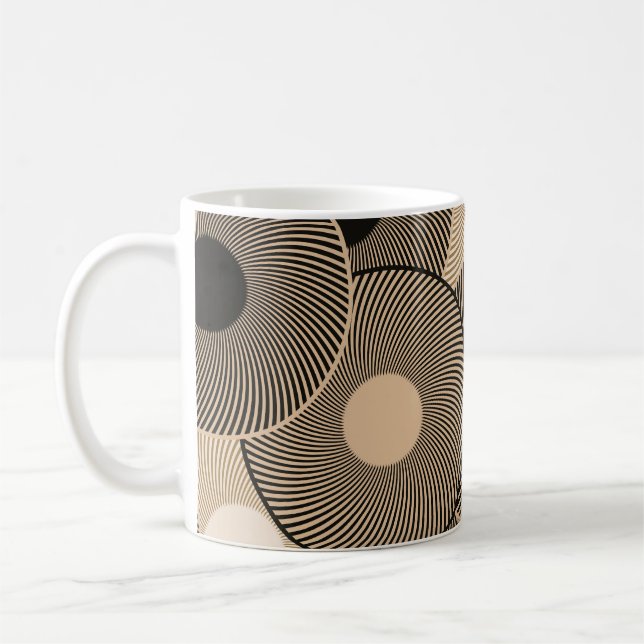 Gold Black Arc Wheels: Abstract Coffee Mug (Left)