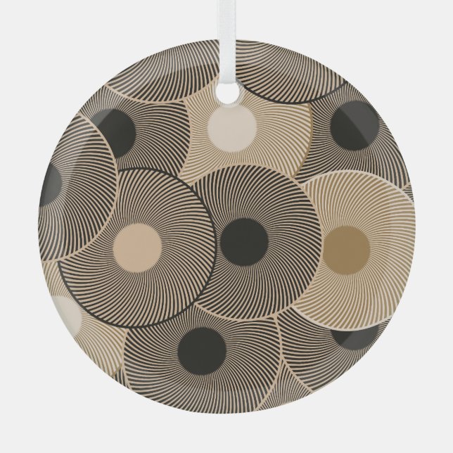 Gold Black Arc Wheels: Abstract Glass Ornament (Front)