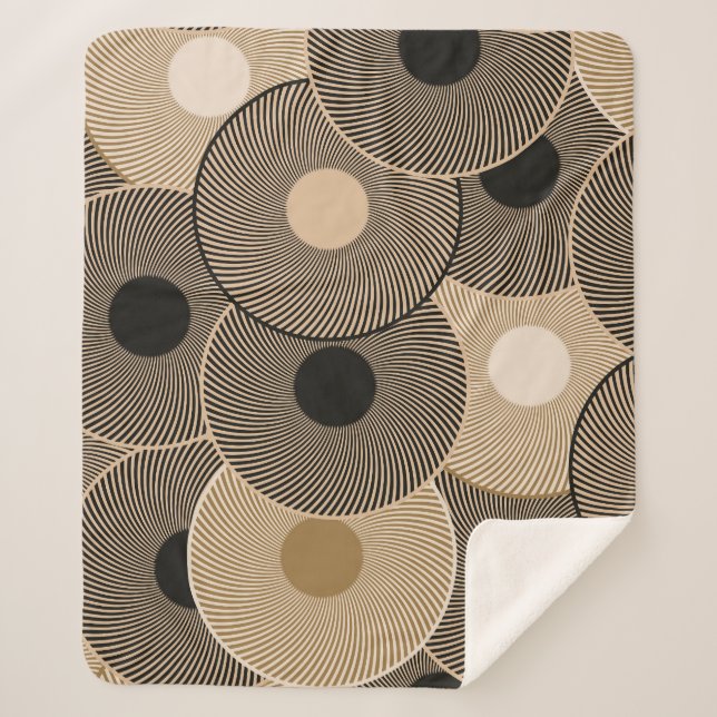 Gold Black Arc Wheels: Abstract Sherpa Blanket (Front)