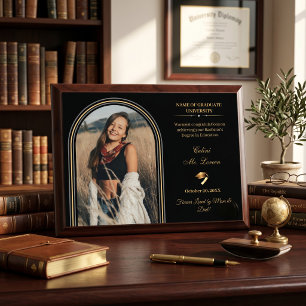 Gold & Black Arch Photo Personalized Graduation Award Plaque