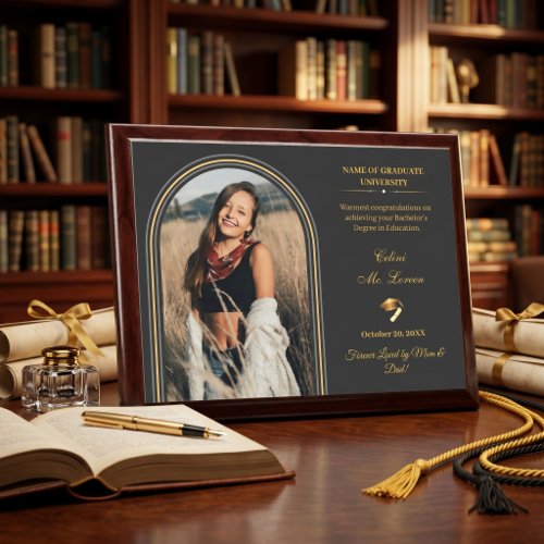 Gold & Black Arch Photo Personalized Graduation  Award Plaque