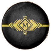 Gold & Black Art Deco Belt Monogram - 2 Chocolate Dipped Oreo (Front)