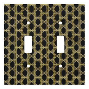 Gold Black Art Deco Diamond Chic Retro Pattern Light Switch Cover