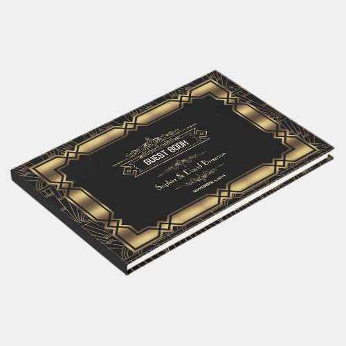 Gold Black Art Deco Gatsby 1920s Style Wedding Guest Book