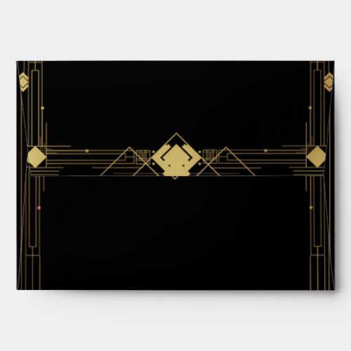 Gold  Black Art Deco Gatsby Elegant Invitation Envelope