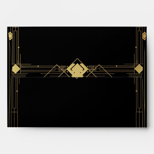 Gold & Black Art Deco Gatsby Elegant Invitation Envelope (Back (Top Flap))