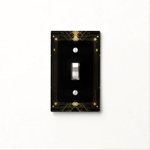Gold & Black Art Deco Gatsby Roaring 20's Custom Light Switch Cover