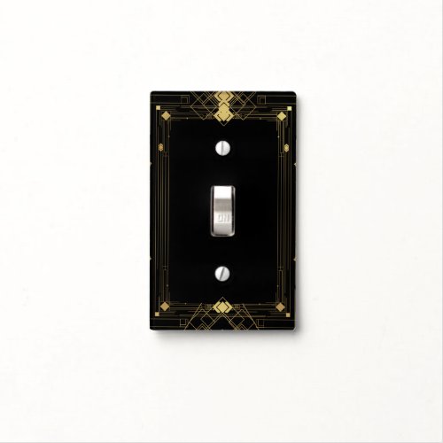 Gold  Black Art Deco Gatsby Roaring 20s Custom Light Switch Cover
