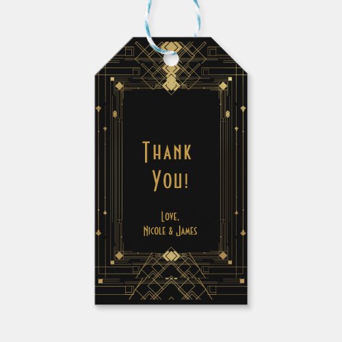 Gold  Black Art Deco Gatsby Roaring 20s Elegant Gift Tags