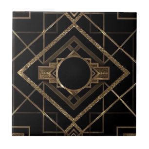 gold, black,art deco, metallic,pattern,vintage,chi ceramic tile
