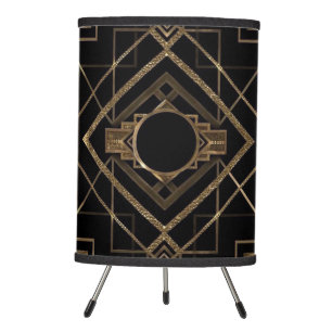 gold, black,art deco, metallic,pattern,vintage,chi tripod lamp