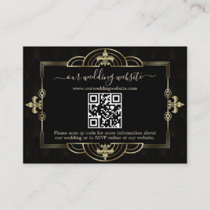 Gold Black Art Deco QR Code Wedding  Enclosure Card