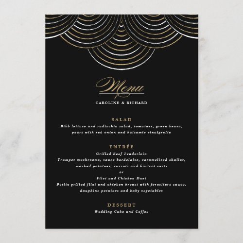 Gold Black Art Deco String Lights Flat Menu