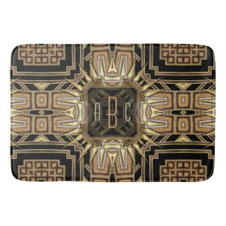 Gold+Black Art Deco Sunburst Pattern Monogram Mat