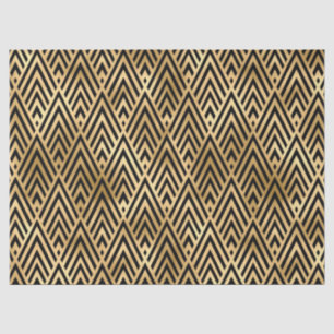 Gold black art deco tiled pattern tissue paper