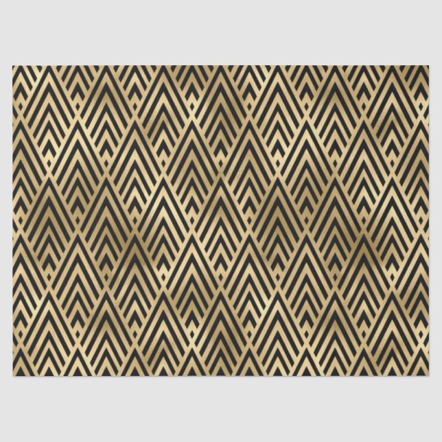 Gold black art deco tiled pattern tissue paper (Front)