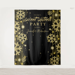 Gold Black Backdrop Winter Sweet Sixteen