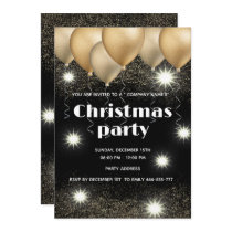 Gold/black balloon corporate Christmas party Invitation