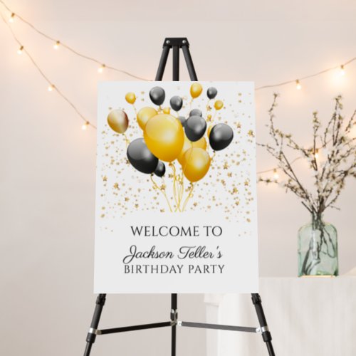 Gold Black Balloons Birthday Party Invitation Foam Board