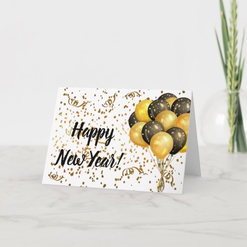 Gold Black Balloons Confetti New Year Template