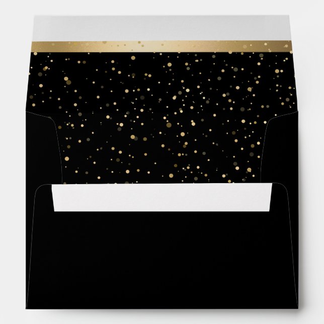 Gold & Black Beautiful Elegant Wedding Envelope (Back (Bottom))