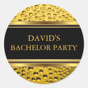 Gold & Black Beer Bachelor Party Sticker
