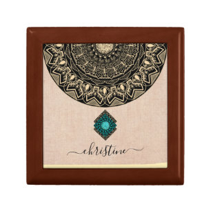 gold black beige mandala name gift box