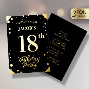 Gold & Black Birthday Foil Invitation