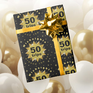 Gold Black Birthday Wrapping Paper