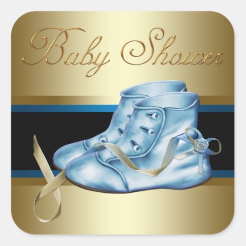 Gold Black Blue Baby Booties Boy Shower Stickers