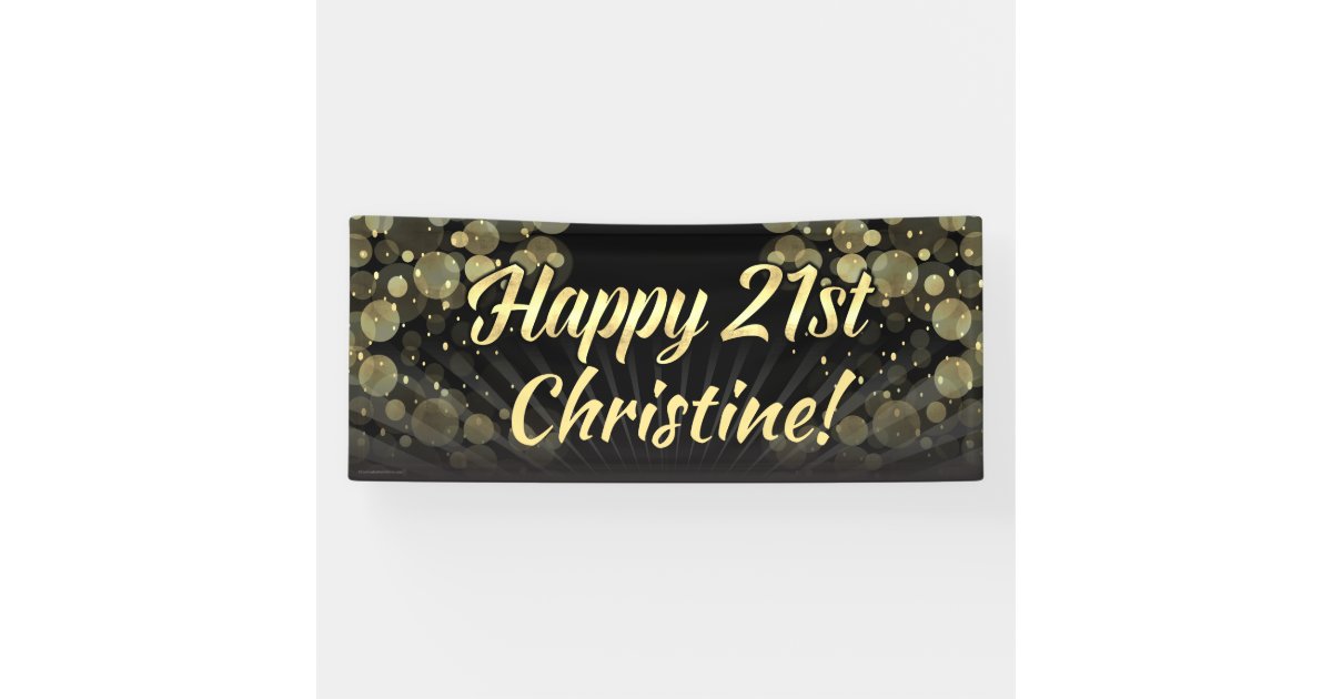 Gold Black Bokeh 21st Birthday Party Decoration Banner Zazzle Com