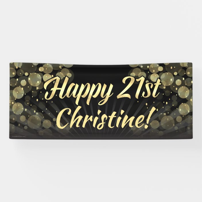 Gold Black Bokeh 21st Birthday Party Decoration Banner Zazzle Com
