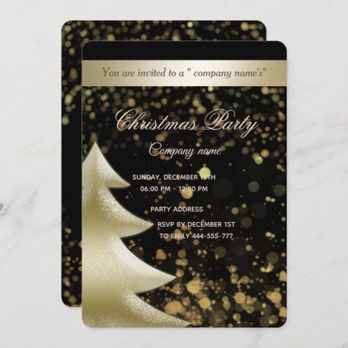 Goldblack bokeh luxury corporate Christmas party Invitation