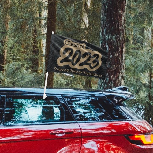 Gold  Black Bold Brush Class of 2023 Car Flag