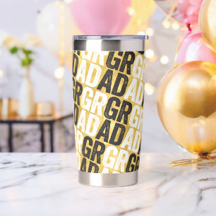 Gold & Black Bold GRAD Typography Chic Graduation Insulated Tumbler