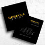 Gold & Black Bold Script Photo Minimal Typography Square Business Card