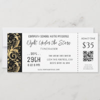 Gold Black Border Company School Event Ticket 