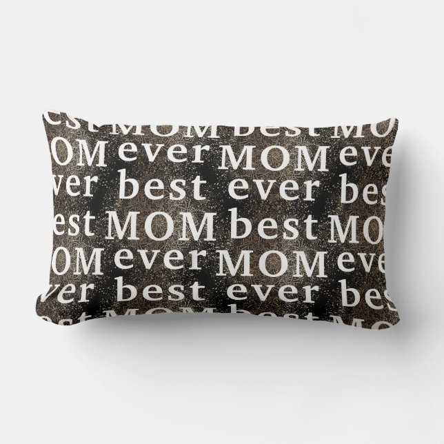 Gold Black Botanical Modern MAMA | best MOM ever Lumbar Pillow (Front)