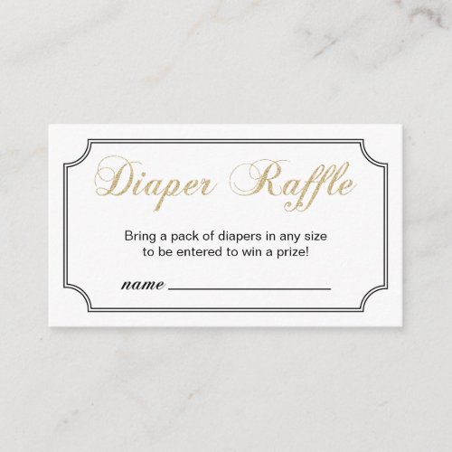 Gold  Black Boy Baby Shower Diaper Raffle Ticket Enclosure Card