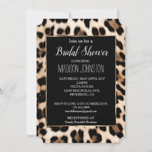 Gold Black Brown Cream Leopard Invitation
