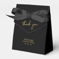 Gold & Black | Brush Script Party Thank you Favor