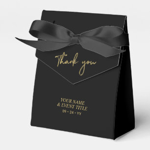 Gold & Black Brush Script Party Thank you Favor Boxes