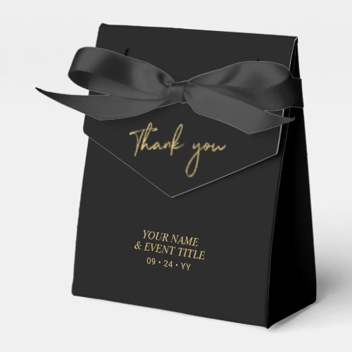 Gold  Black  Brush Script Party Thank you Favor Favor Boxes