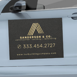 Gold black building contractor company advertising car magnet