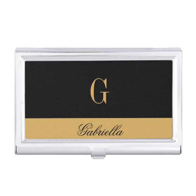 Gold Black Business Card Case (Front)