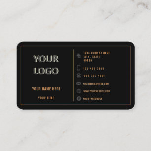 Gold Black Business Card Your Logo Text Info